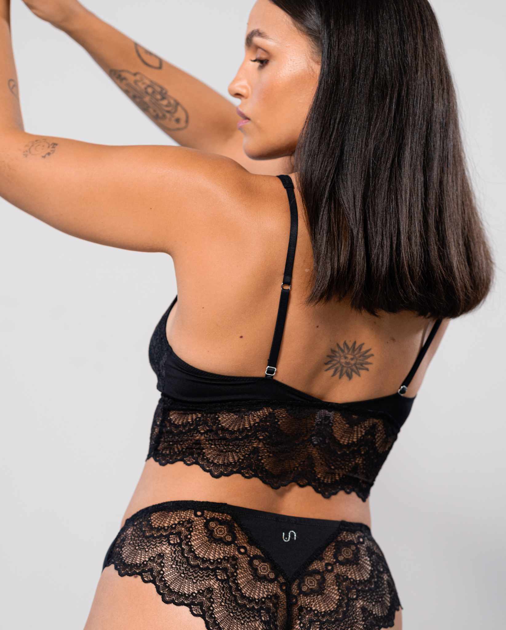 Lace Mesh Plunge Bralette Top Black - Image 6