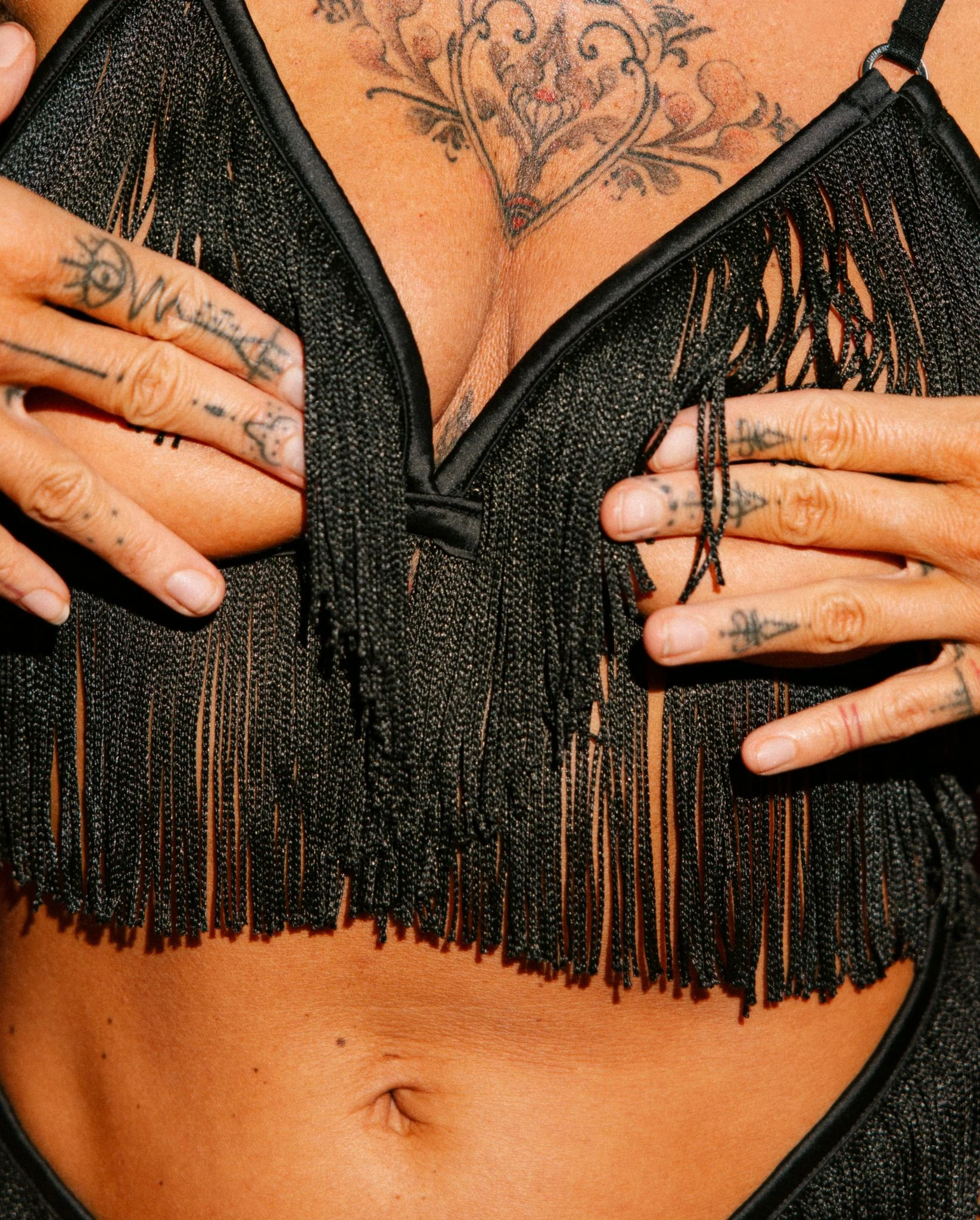 Fringe Triangle Bralette Black - Image 12