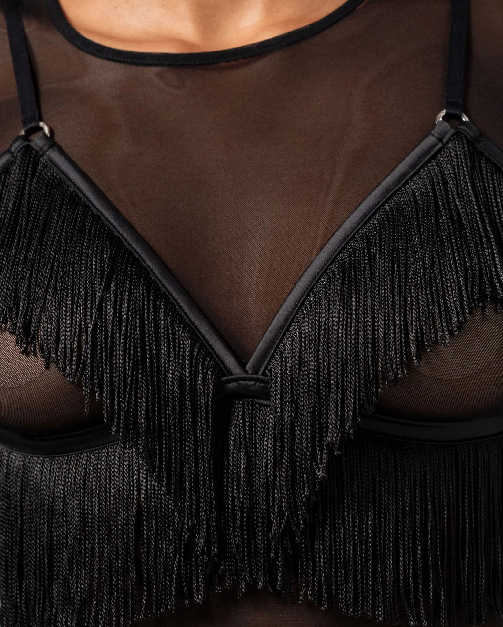 Fringe Triangle Bralette Black - Image 6