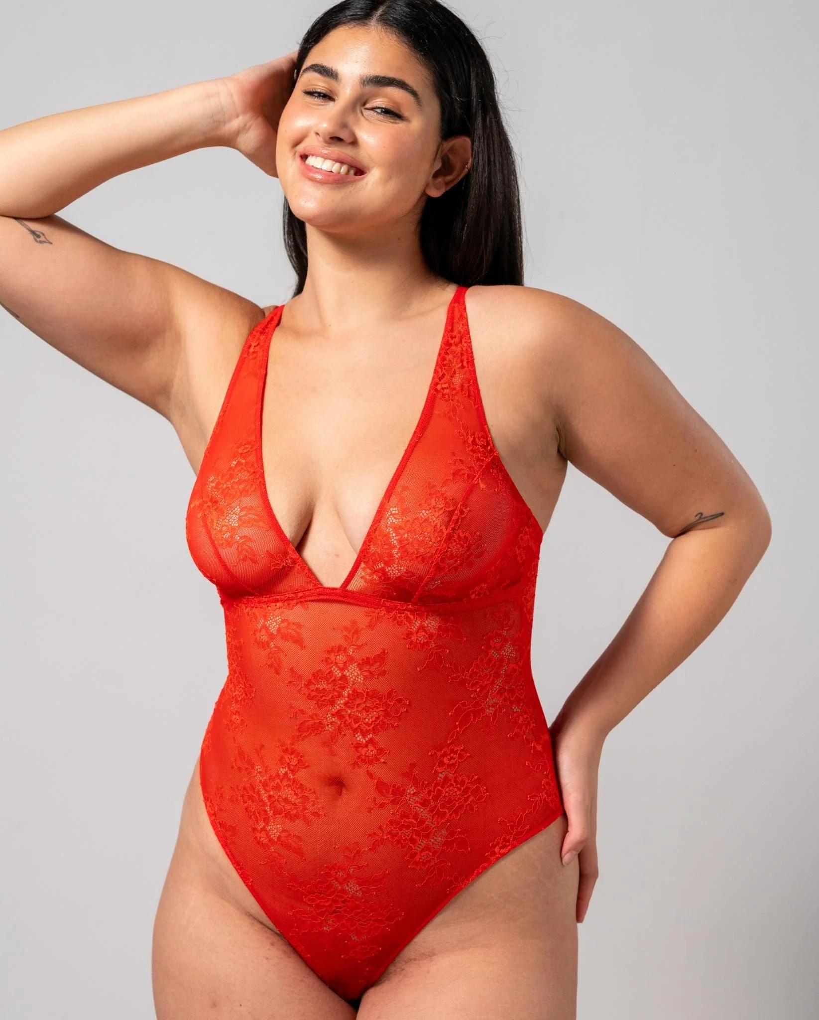 Floral Lace Body Fiery Red - Image 4
