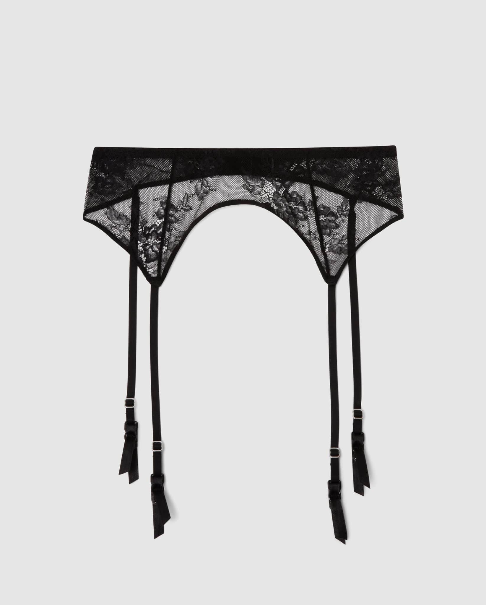 Floral Lace Suspender Black - Image 2