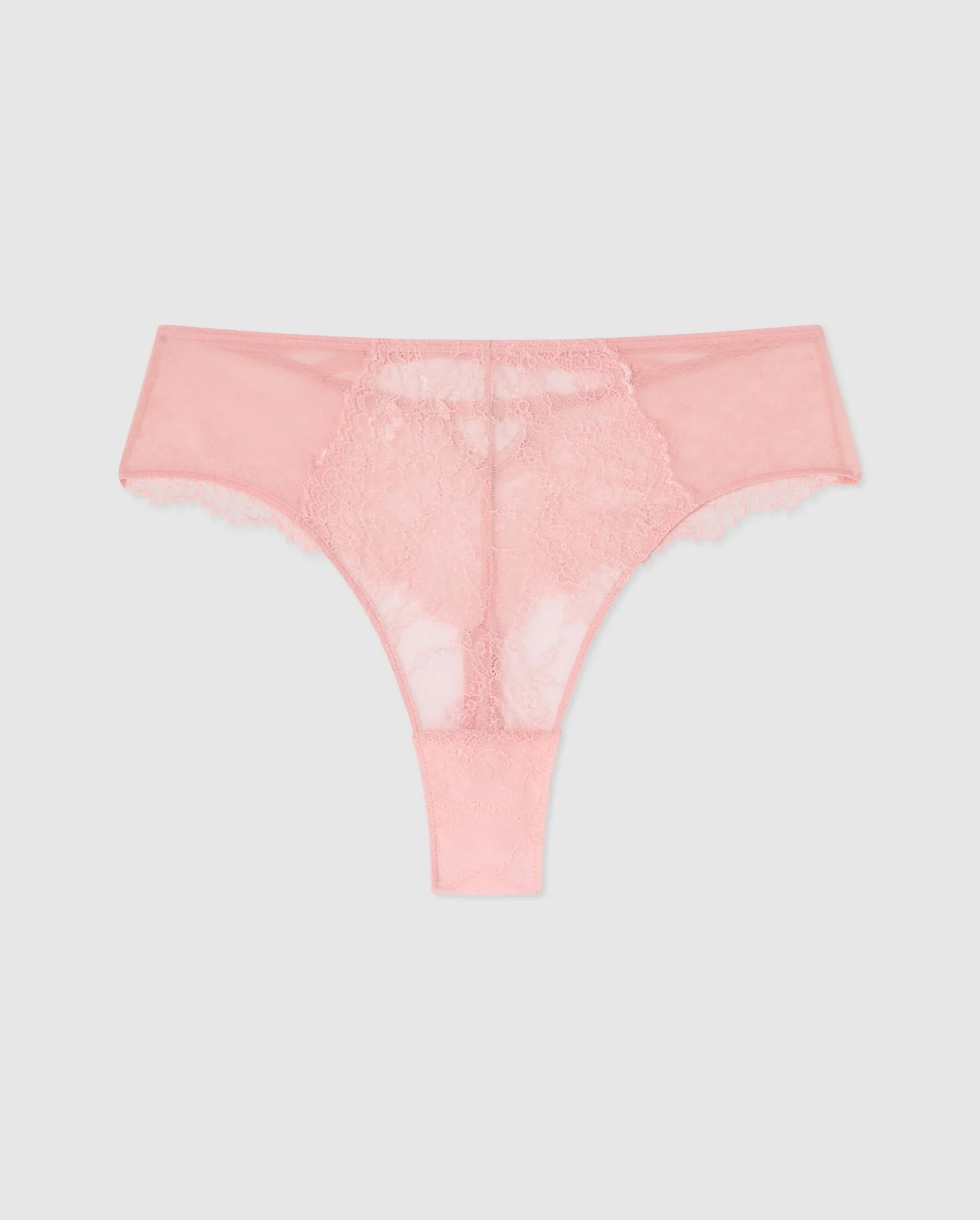 Lace Mesh Strappy Highwaist Thong Powder Pink - Image 2