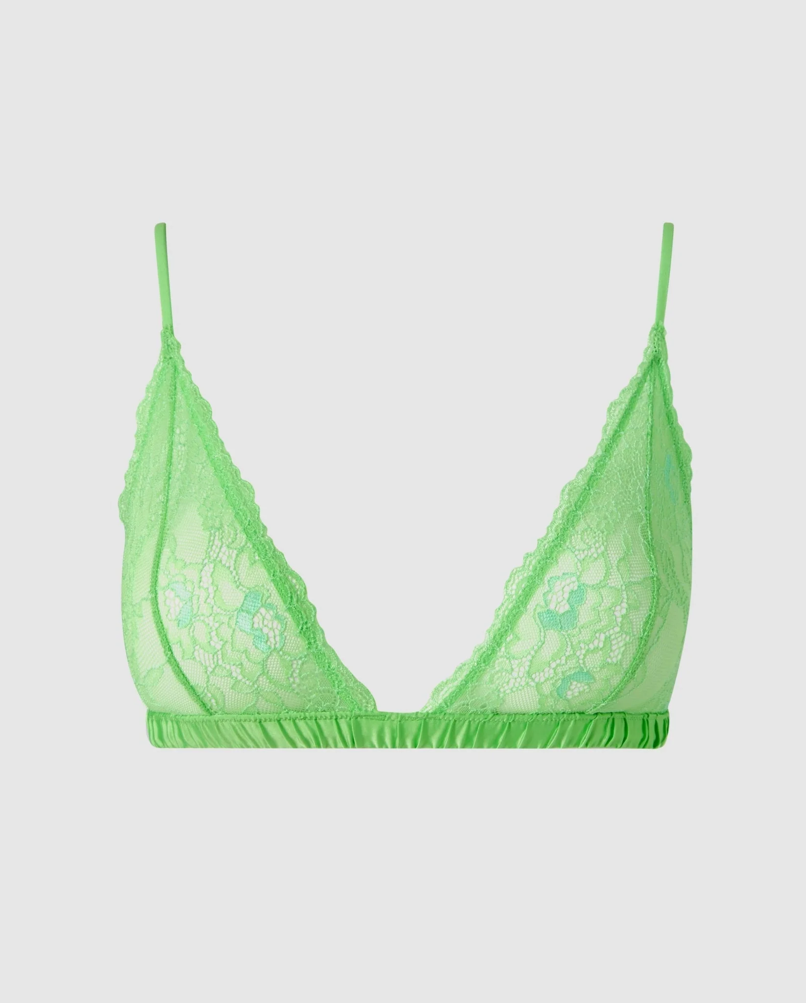 Lace Satin Triangle Bralette Mint Green - Image 2