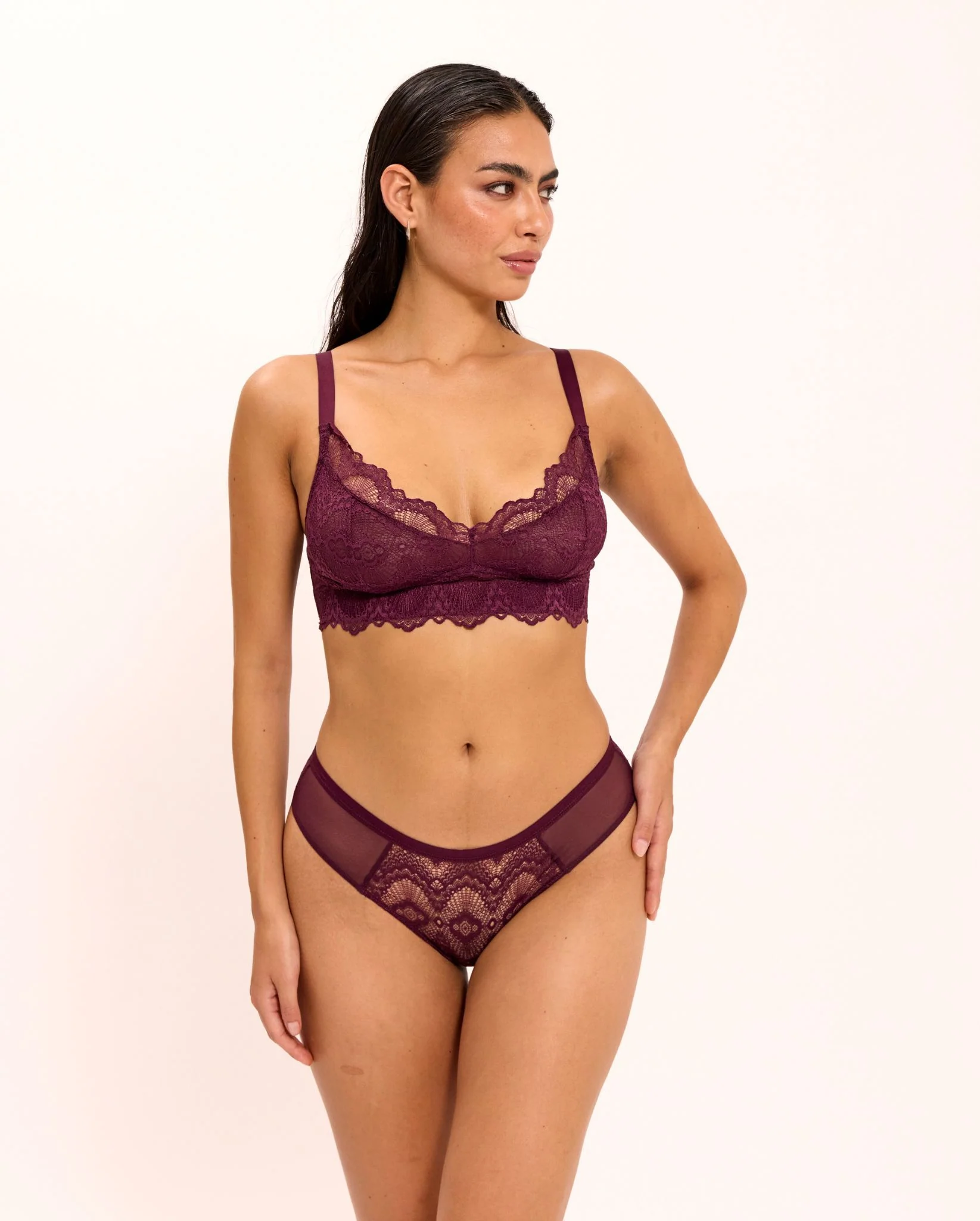 Lace Support Bra Cherry - Image 3