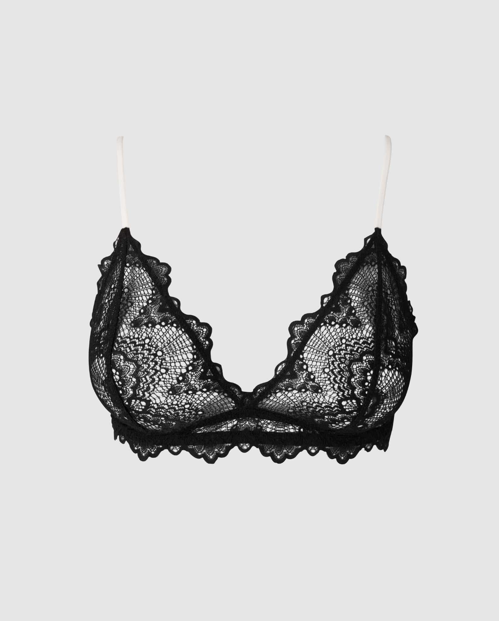 Lace Triangle Bralette Black/White - Image 2
