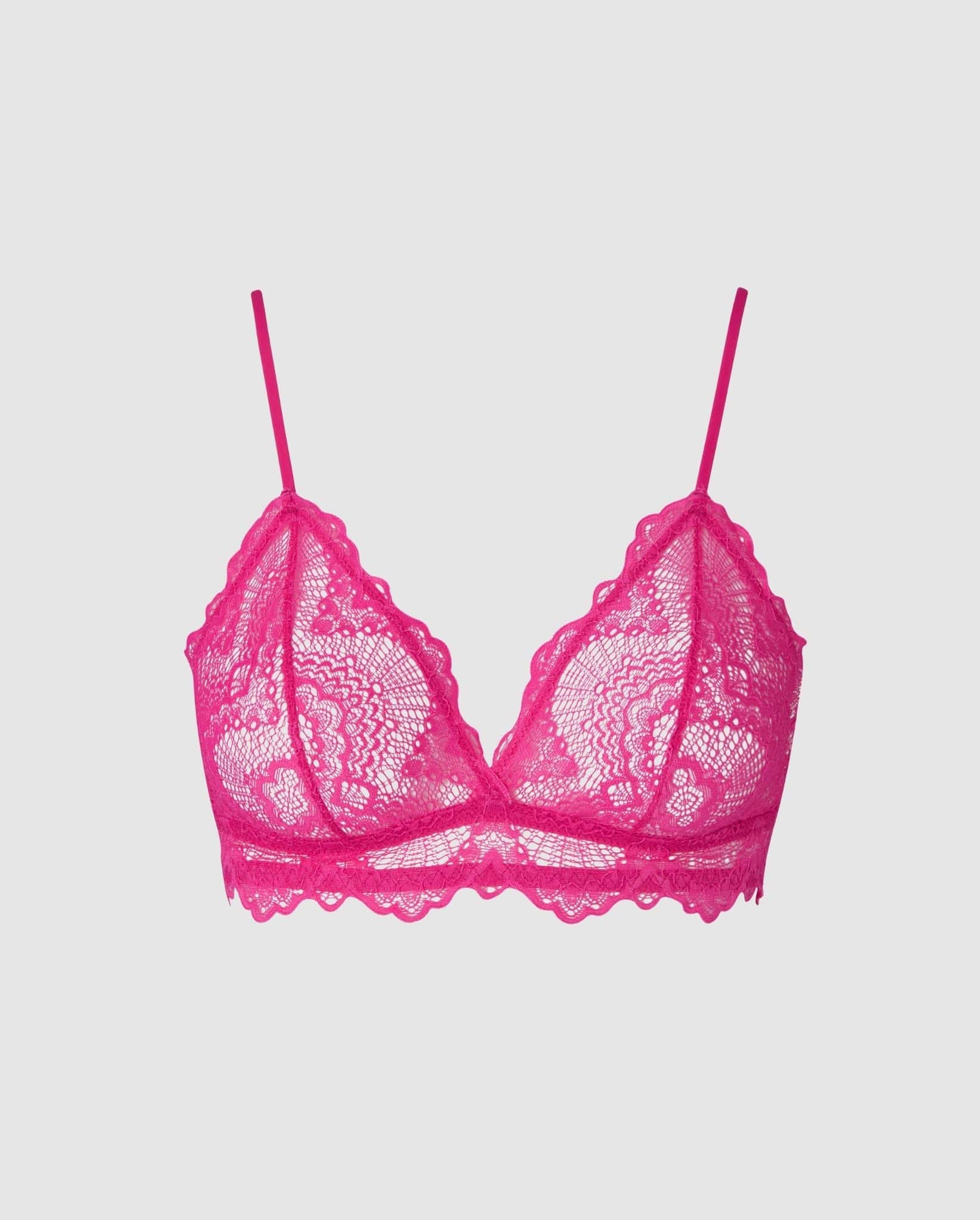 Lace Triangle Bralette Hot Pink - Image 2