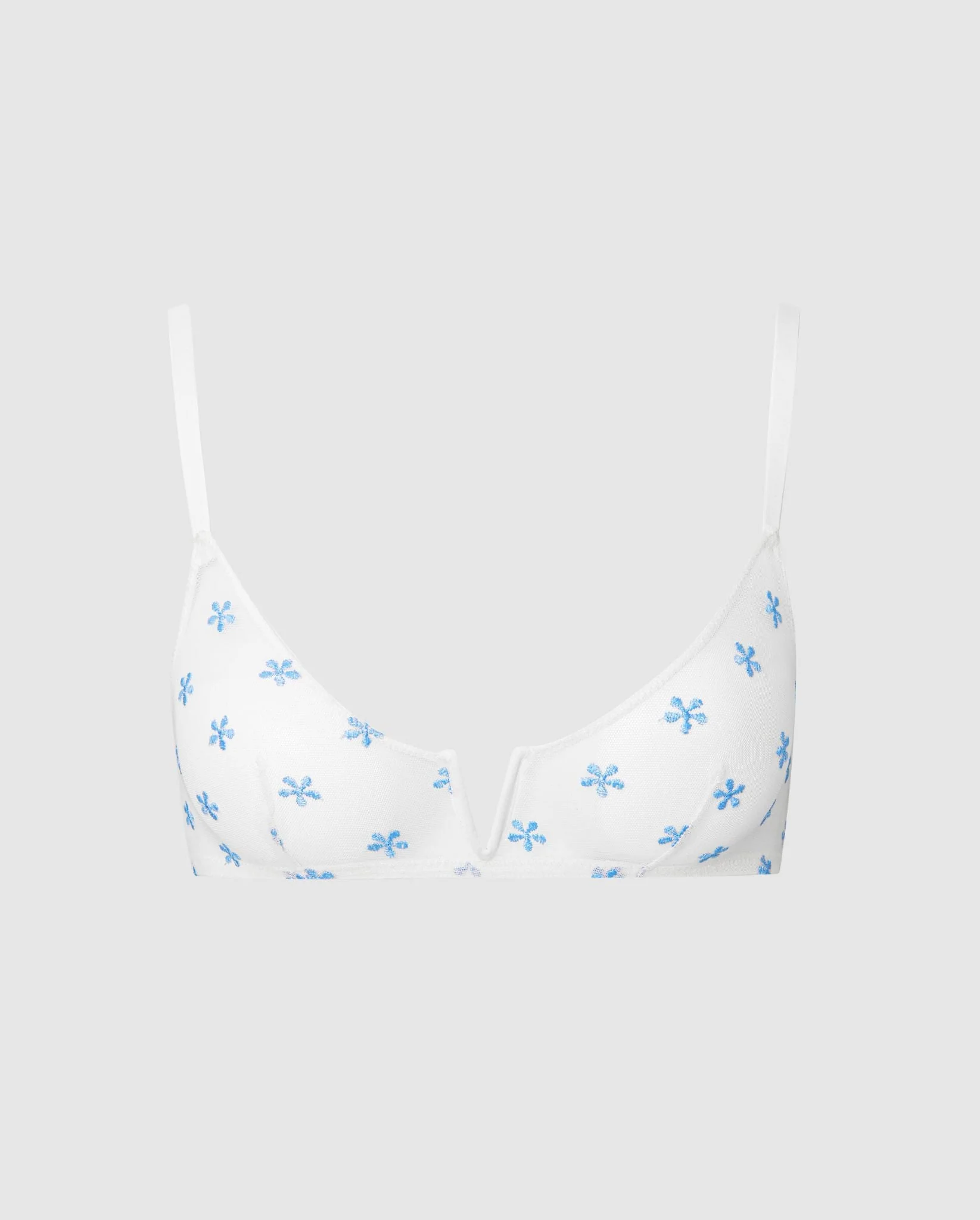 Mesh V-Balconette Cream/Baby Blue - Image 2