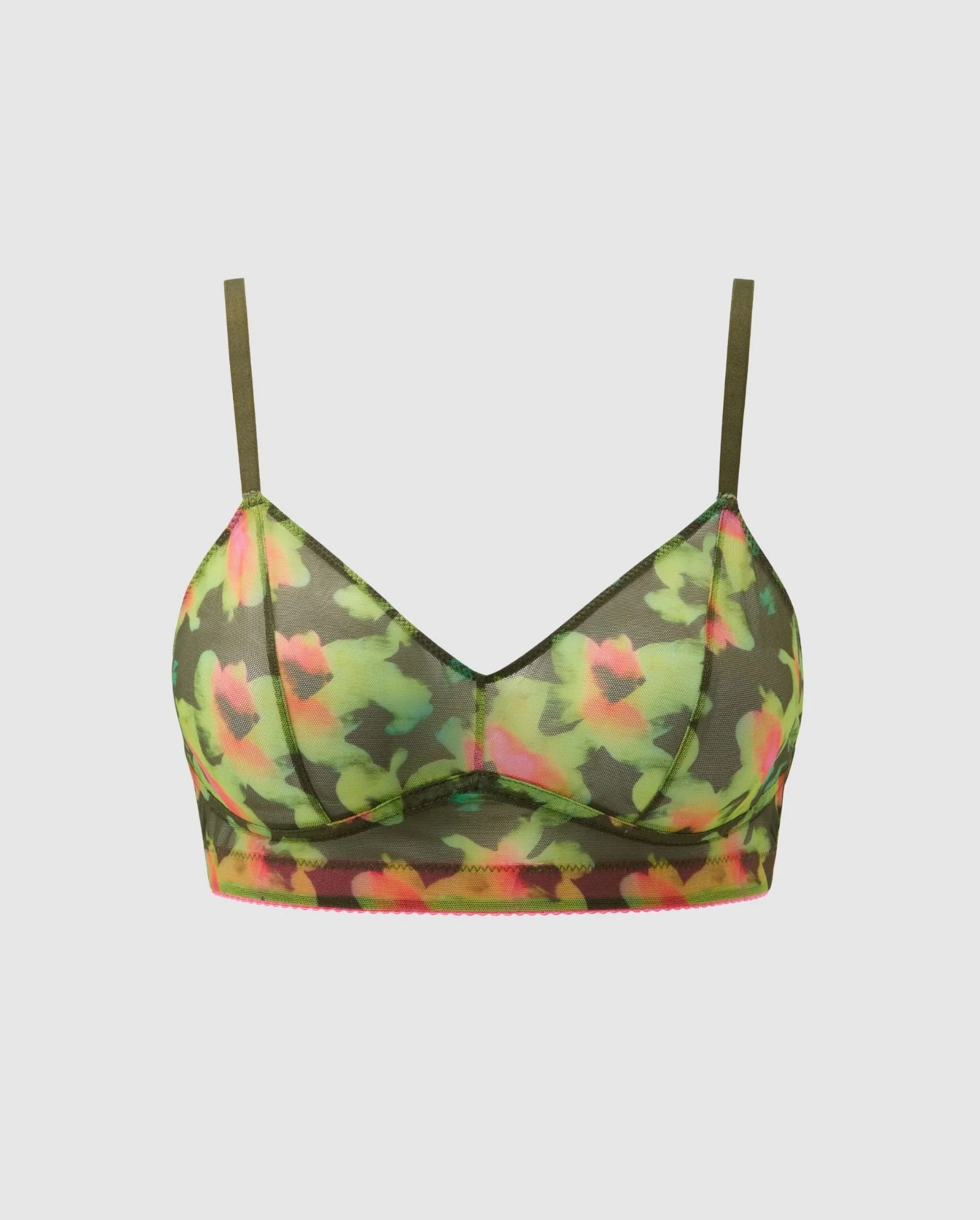 Mesh Balconette Olive Abstract Floral - Image 2