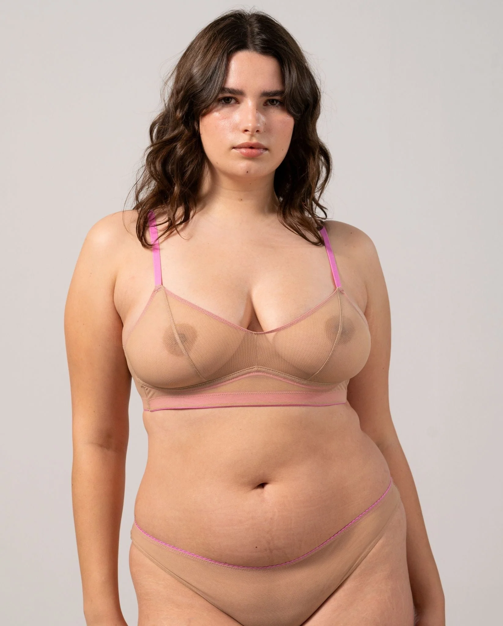 Mesh Balconette Warm Nude/Candy Pink - Image 5