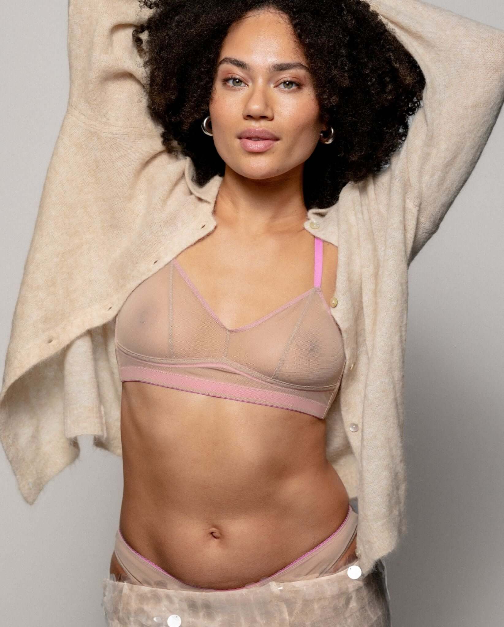 Mesh Balconette Warm Nude/Candy Pink - Image 7