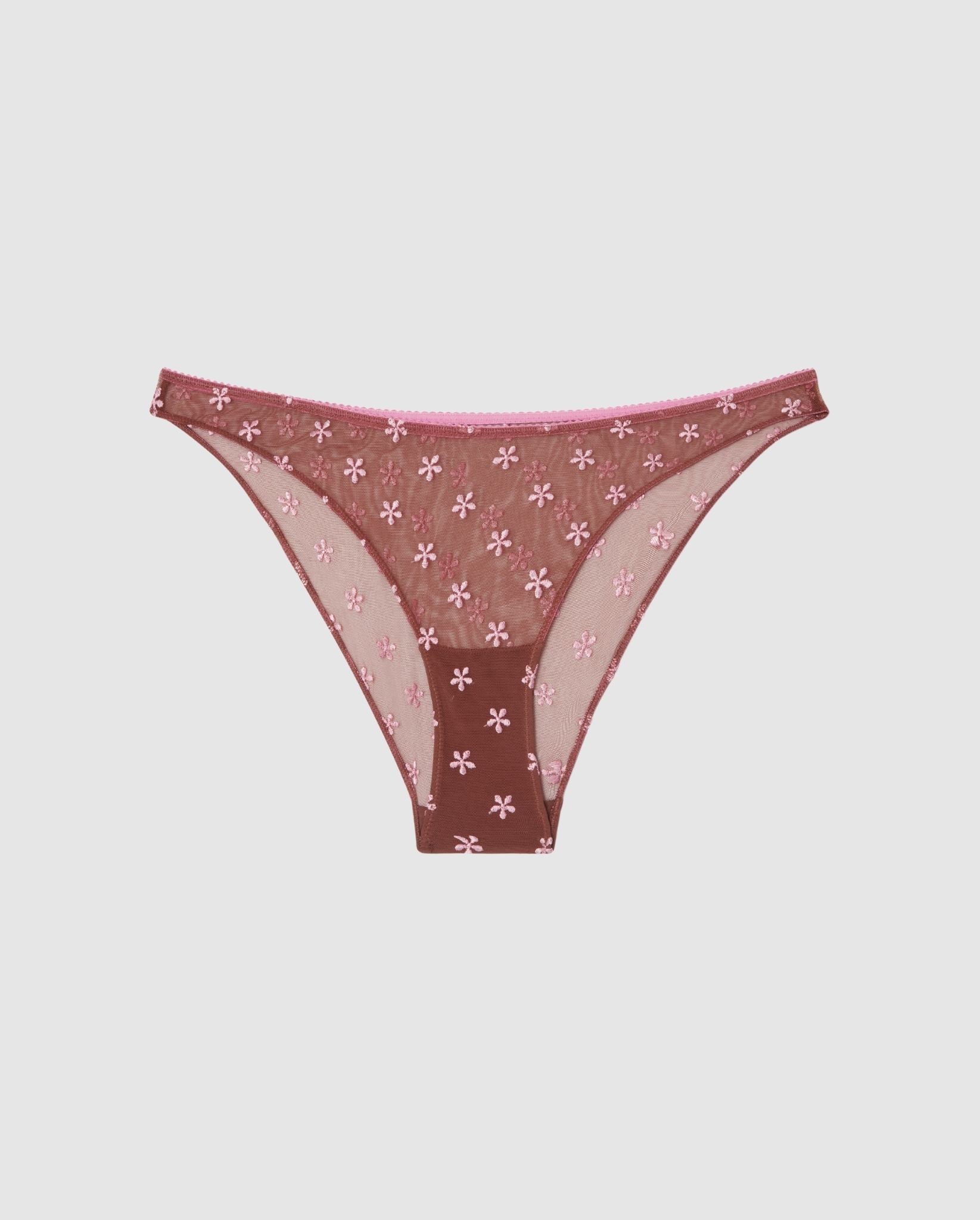 Mesh Bikini Briefs Mocha/Candy Pink - Image 2