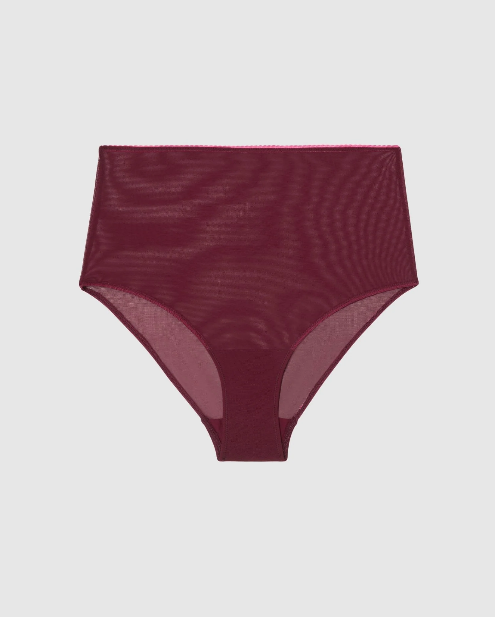 Mesh Highwaist Briefs Burgundy/Neon Pink - Image 2