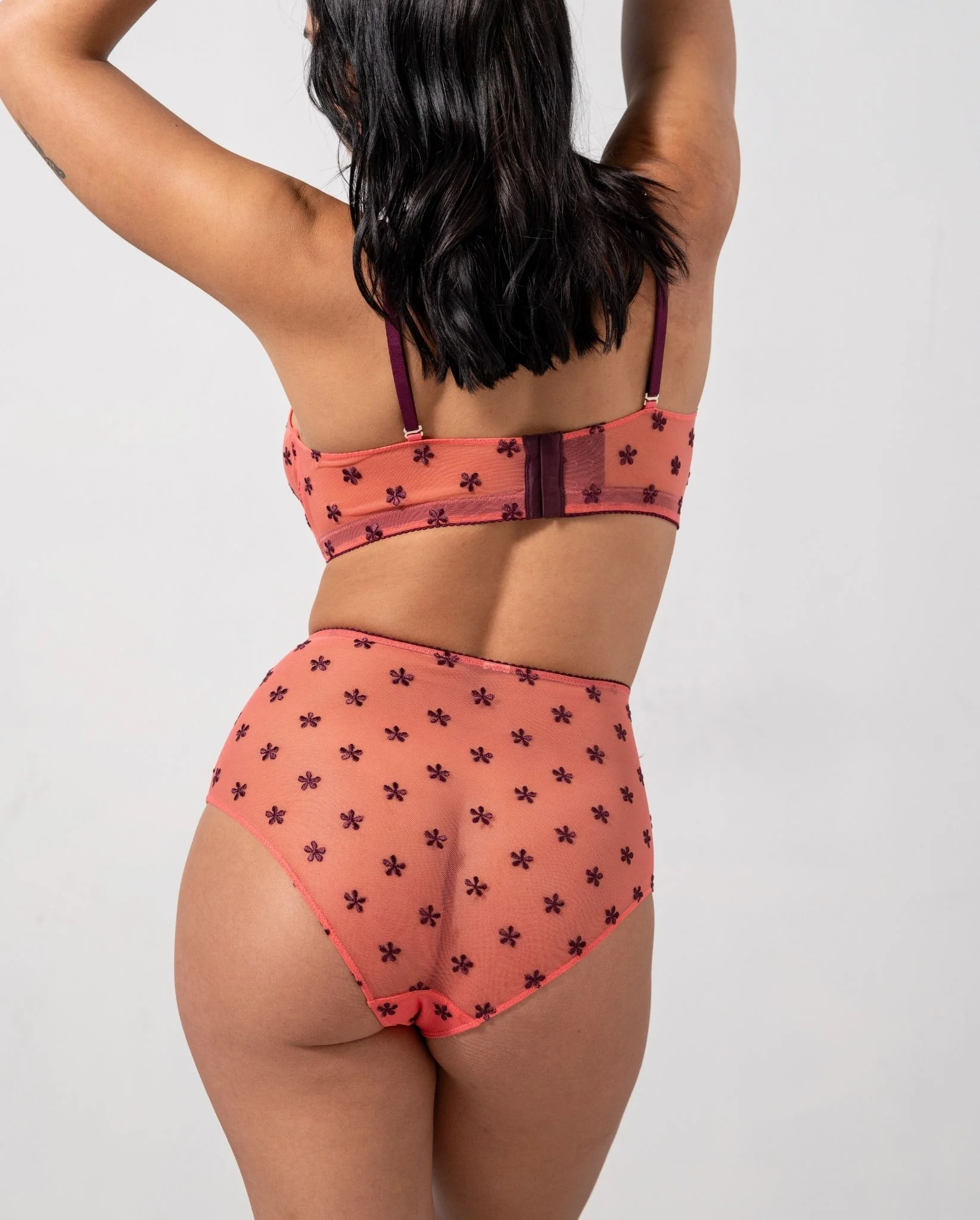 Mesh Highwaist Briefs Coral/Cherry - Image 4