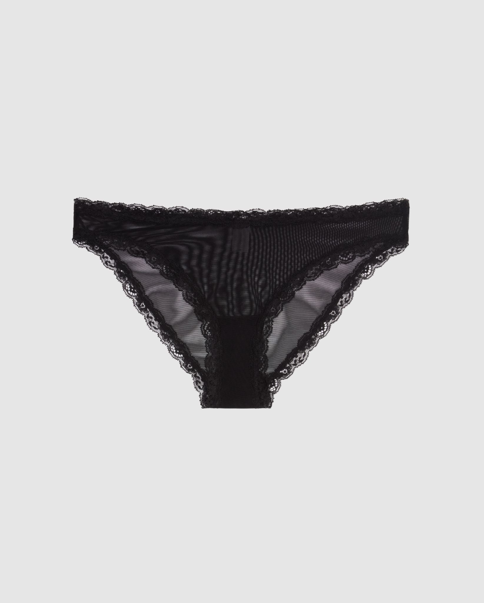 Mesh Lace Trim Bikini Briefs Black - Image 2
