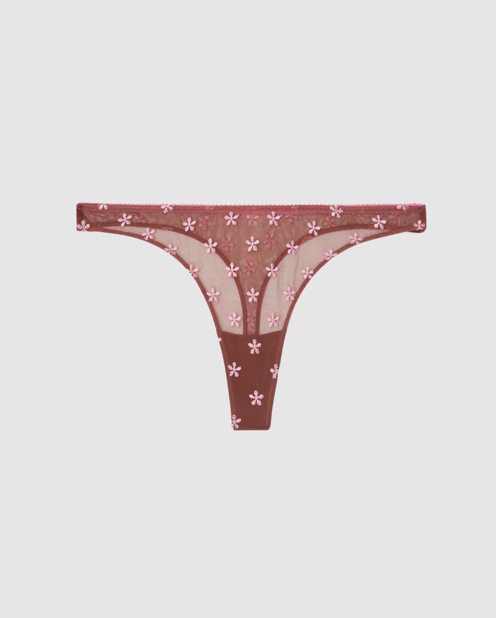 Mesh Thong Mocha/Candy Pink - Image 2