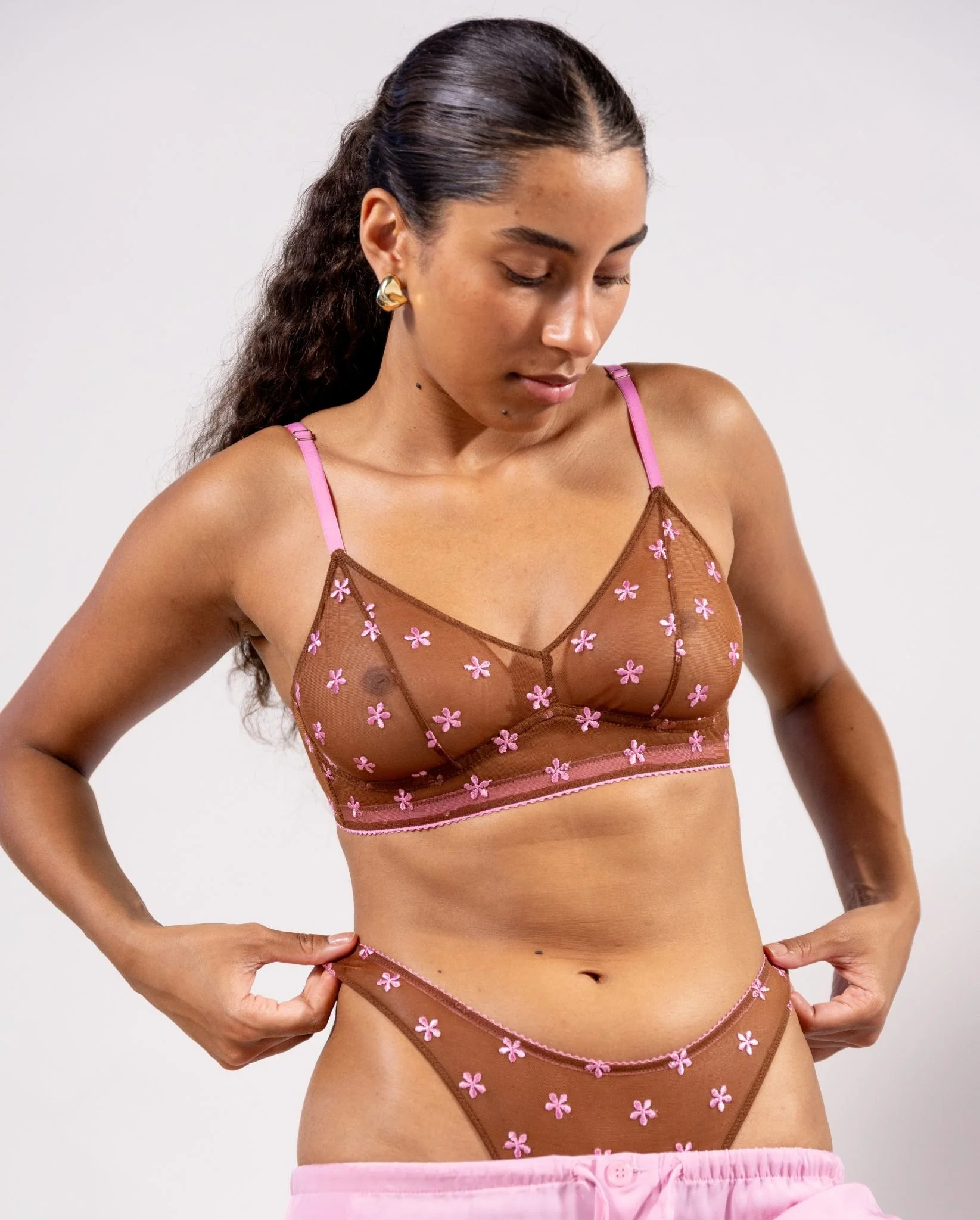 Mesh Thong Mocha/Candy Pink - Image 6