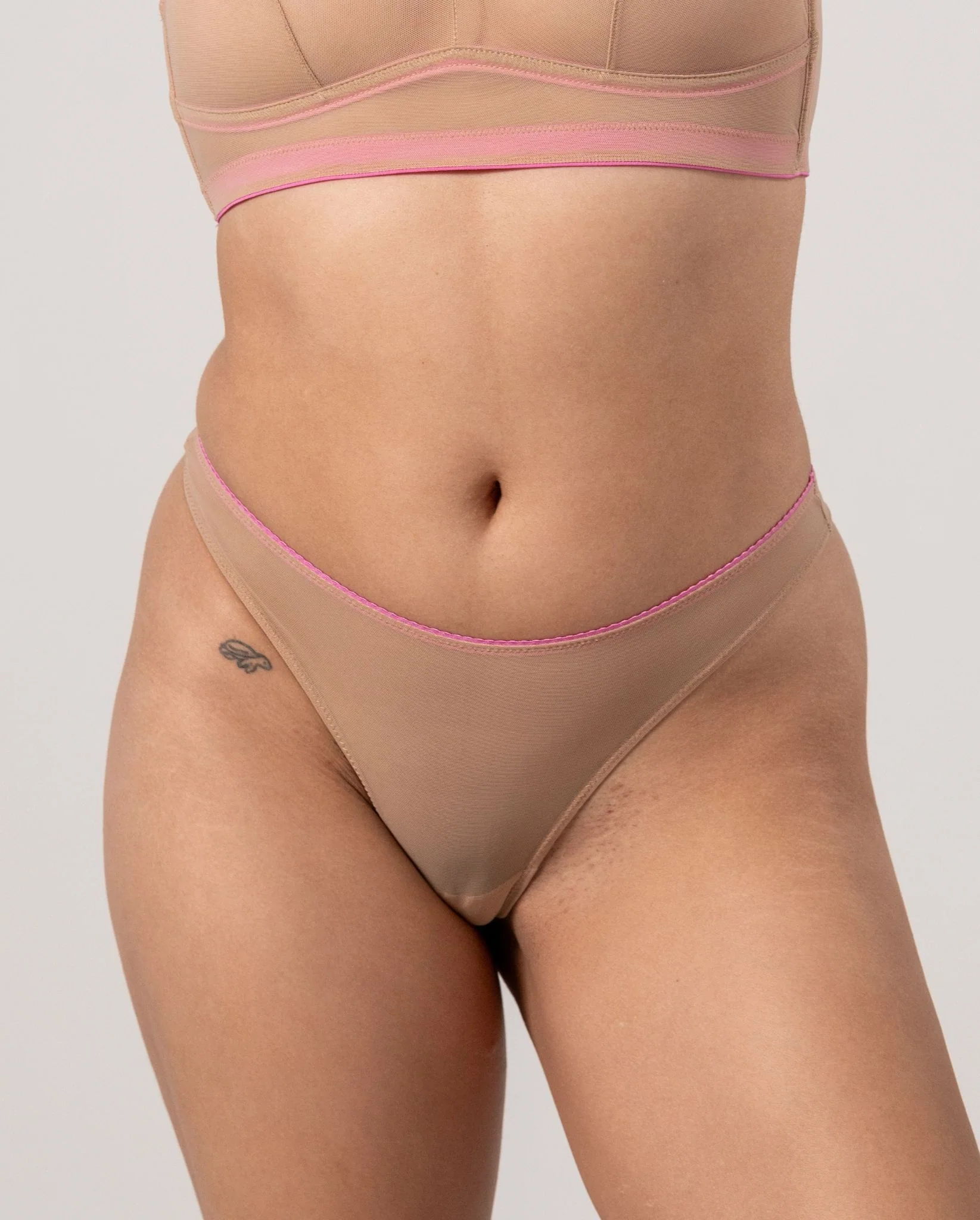 Mesh Thong Warm Nude/Candy Pink - Image 4