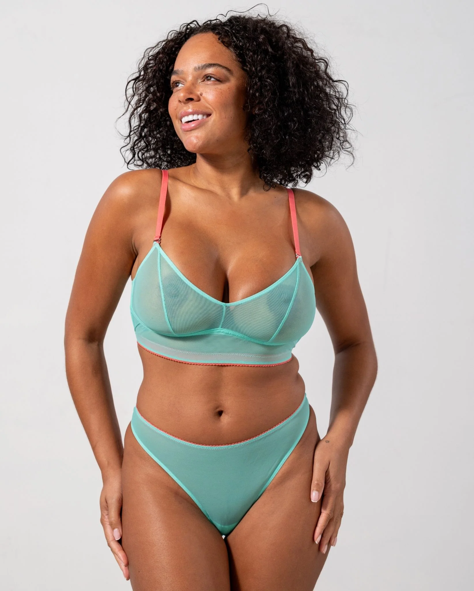 Mesh Thong Turquoise/Coral - Image 4