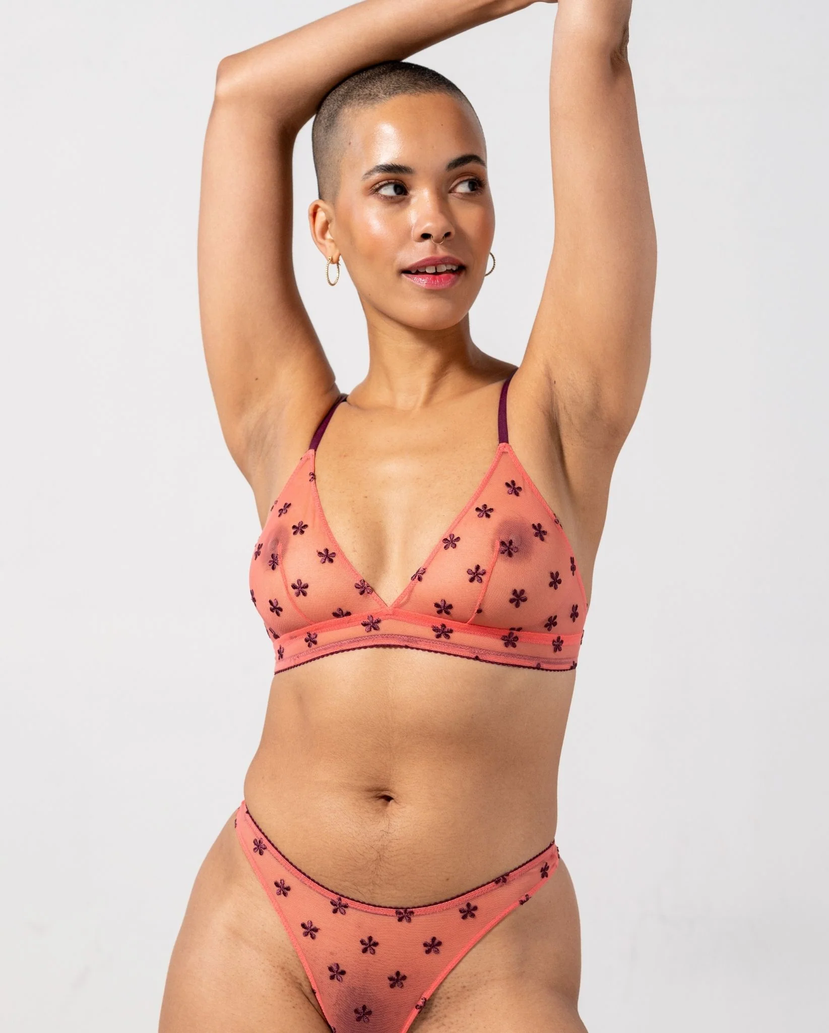 Mesh Triangle Bralette Coral/Cherry - Image 6