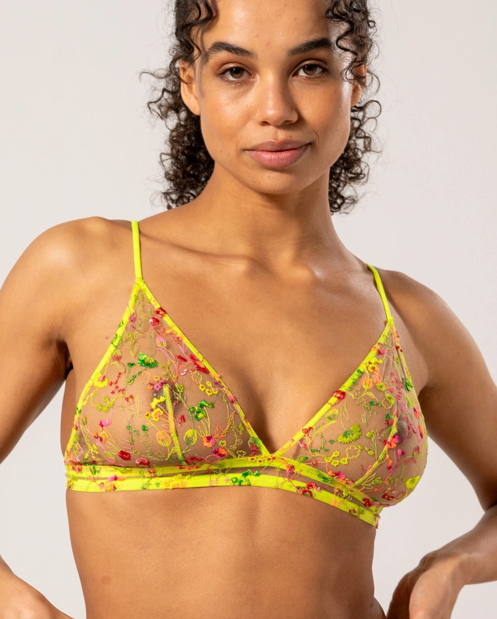 Mesh Triangle Bralette Neon Yellow - Image 3