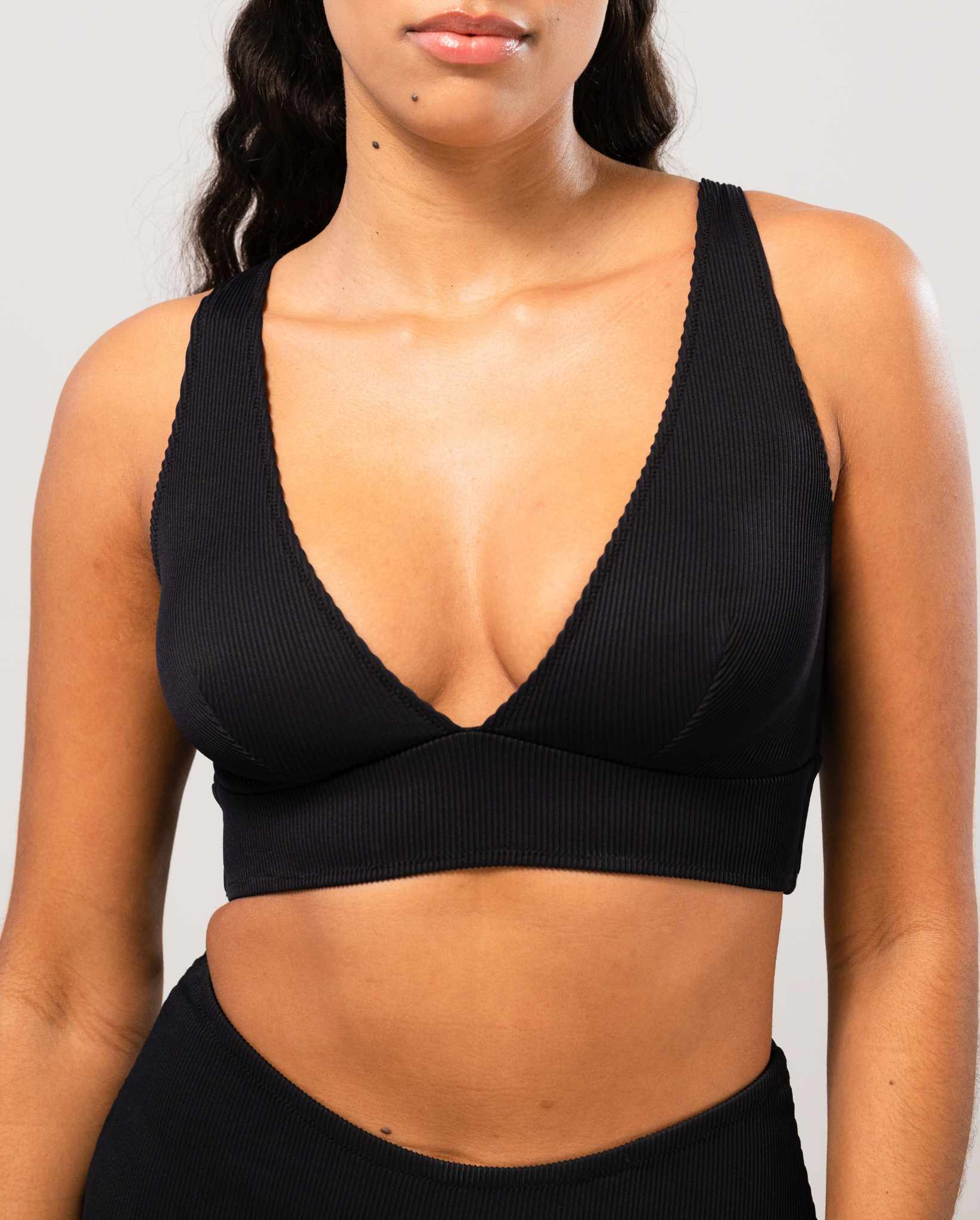 Plunge Bikini Top Black Rib - Image 3