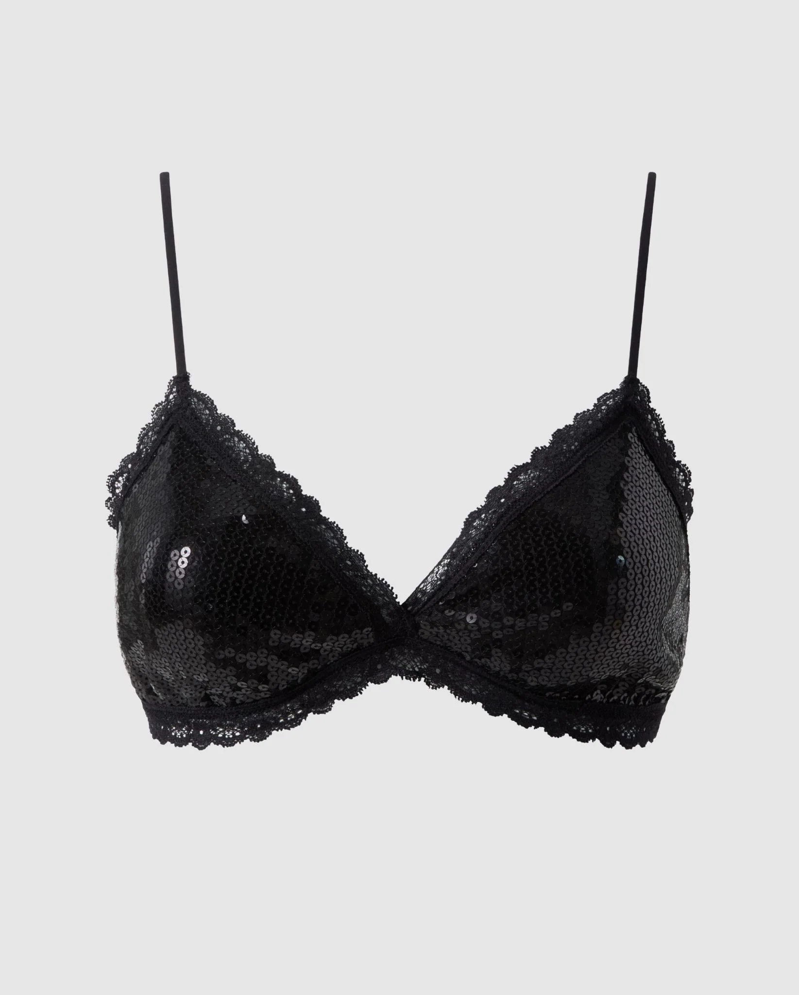 Sequin Mesh Triangle Bralette Black - Image 2