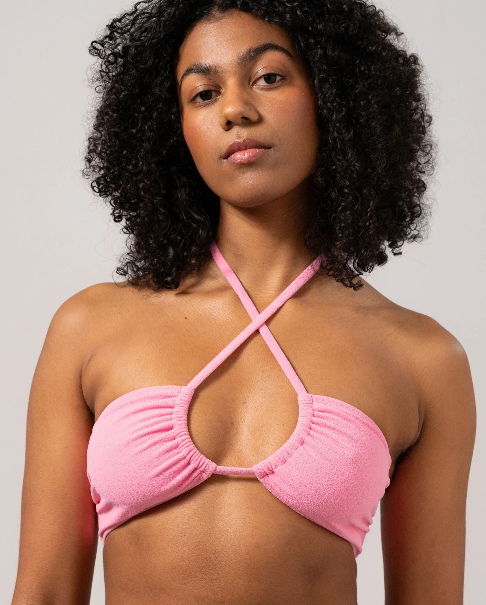 Strappy Bandeau Bikini Top Candy Pink - Image 4